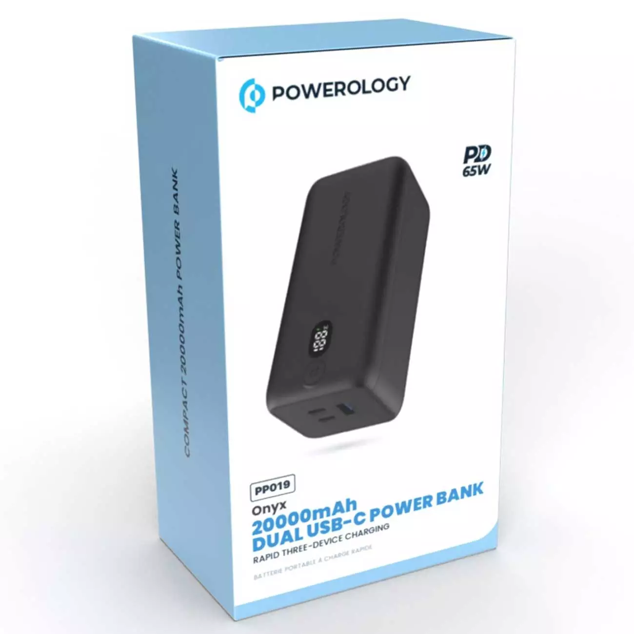 فروشگاه آنلاین نخلینو   - پاوربانک 20000 میلی آمپر پاورولوژی Powerology 20000mAh 65W Onyx Power Bank 