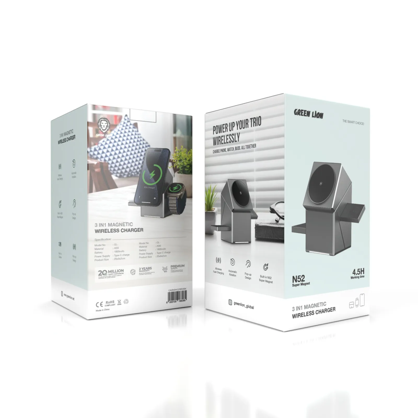 فروشگاه آنلاین نخلینو   - شارژر وایرلس 3 در 1 پاور تریو  Power Trio 3in1 Wireless Charger