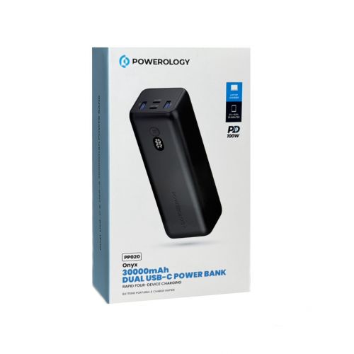 فروشگاه آنلاین نخلینو   - پاوربانک 30000 میلی آمپر پاورولوژی ورژن جدید  Powerology Onyx 30000mAh 100W Power Bank 