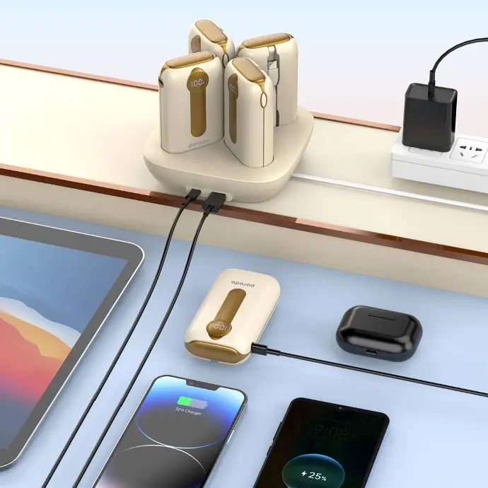 فروشگاه آنلاین نخلینو   - پاوربانک استیشن چهار در یک 10000 میلی آمپر پرودو مدل PBFCH043